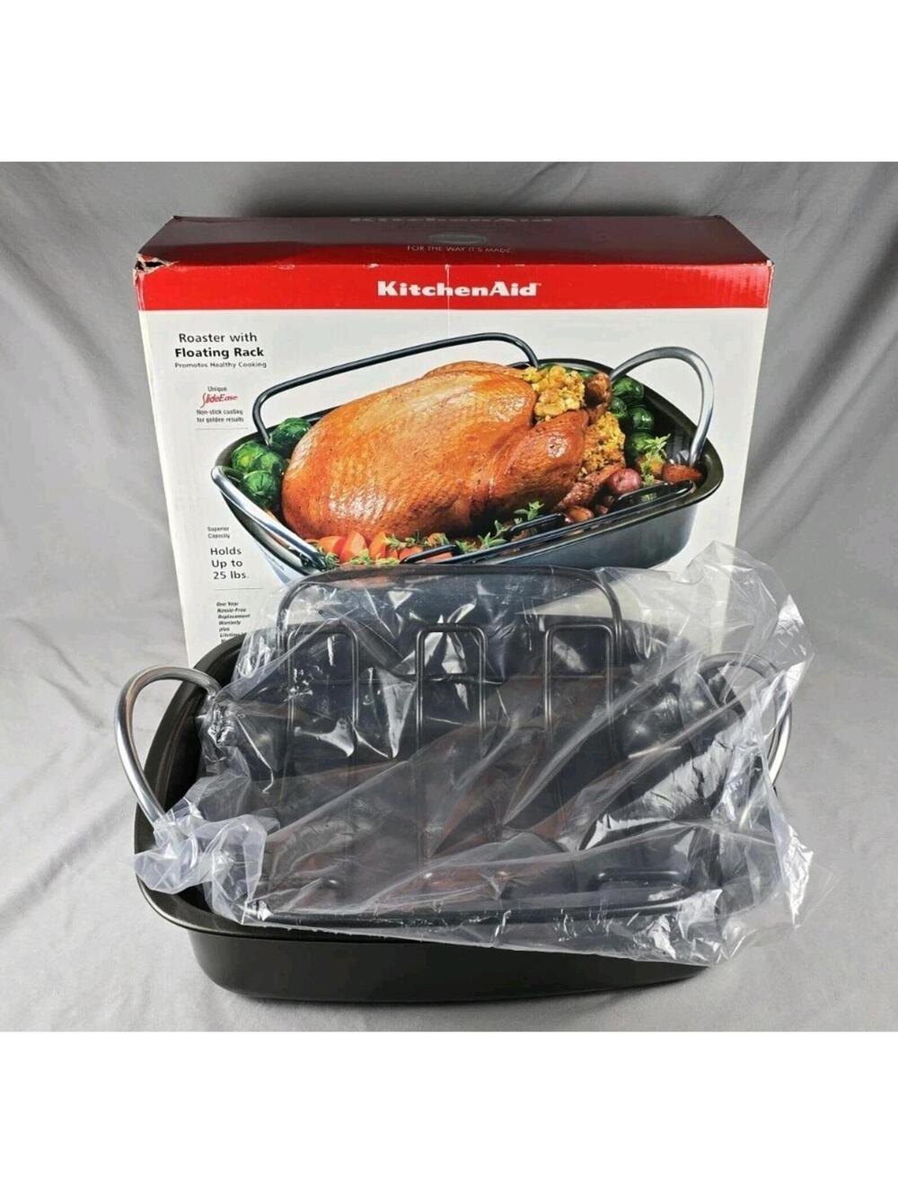 NEW KitchenAid 12x15 Roaster Floating Rack Roasting Pan Heavy Duty Non-Stick NOS